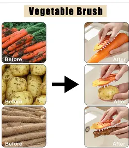 2 Pcs Vegetable Brush,Multiple Segments are Bendable Fruit Vegetable Cleaning Brush for All Kinds Fruits Vegetables(Orange)