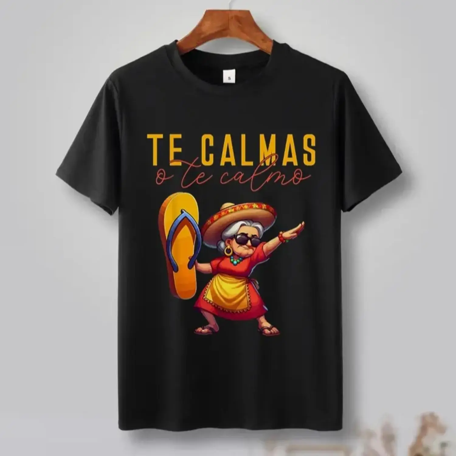 Women's "Te Calmas O Te Calmo" Slogan Graphic T-Shirt, Casual Loose-Fit Cotton Top with Short Sleeves and Breathable All-Season Fabric, Shortsleeve, Tshirt