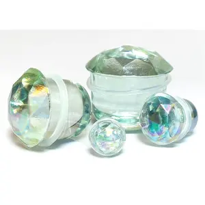 PAIR Iridescent Faceted Glass Single Flare Plugs Tunnels Gauges Body Jewelry