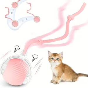 1 Automatic Cat Teaser Ball Toy, Self-Play Boredom Relief Smart Cat Teaser Wand, Exercise Ball, Electric Cat Toy - USB Rechargeable for Dogs and Cats