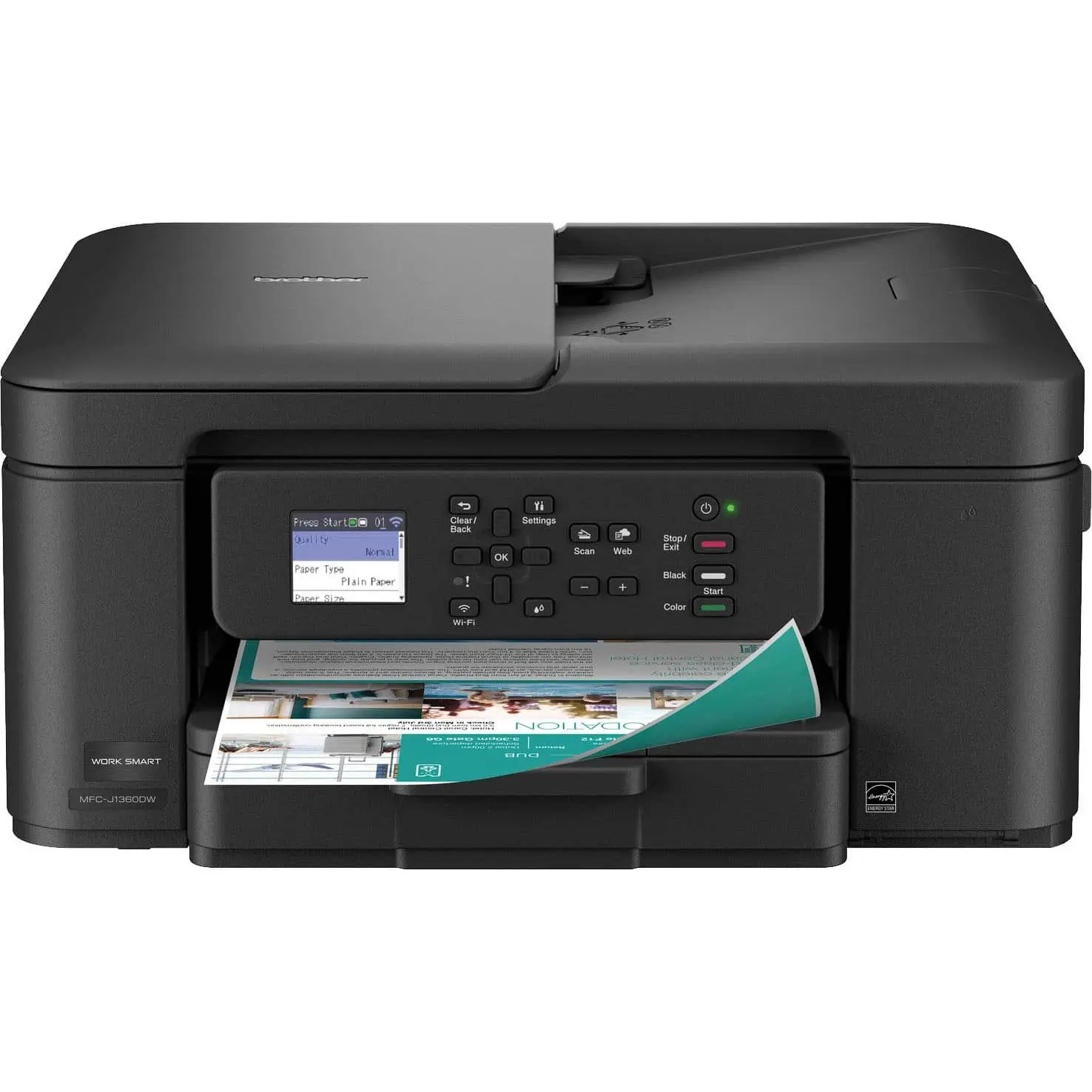 Work Smart 1360 Wireless All-in-One Refresh Subscription Eligible Inkjet Printer with Auto Duplex Printing (MFC-J1360DW)