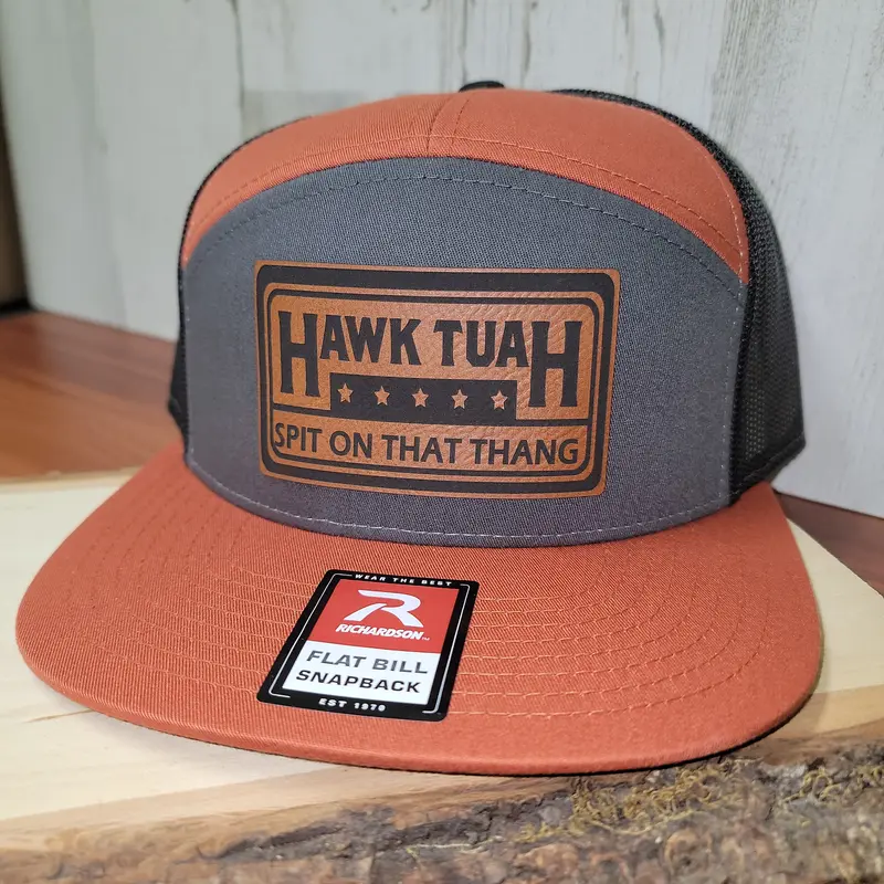 Funny Design Hawk Tuah Leather Cotton Baseball Cap - OSFM/Fitted, Unisex Casual Trendy Hat, Fashion Hats, Men's Fashion Accessory, Humor Lovers, Hand Wash Only