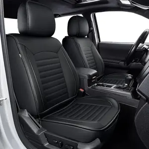 For Toyota Tacoma 2024 2025 2026 Full Set Seat Covers, Double Crew Cab 5 Seats Faux Leather Auto Seat Cushion Guards, Black Line Heavy Duty Waterproof Pet Friendly Anti-Dirt Seat Covers, Pickup Truck Interior Decor & Daily Use Protective Accessories, Full