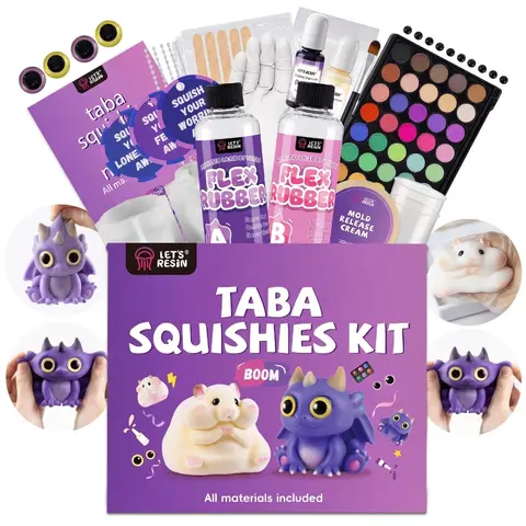 LET'S RESIN All-Inclusive 16-in-1 Moldable Taba Squishy Kit - Hamster & Dragon Halloween DIY Set, 5.4oz Molds, Non-Toxic Odorless Silicone Gel, Pigments, Accessories, Squishy Fidget Toys for Kids, Screen-Free Craft, Cool Gifts for Kids Party Favors