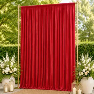 10ft x 14ft Spandex Backdrop Curtain Red, 4-Way Stretch Wrinkle-Free Photo Booth Backdrop with Rod Pockets for Wedding & Events