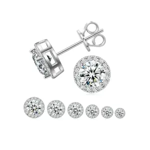 GRA Certified 1 Carat D Color VVS1 Moissanite Earrings, DDMS0002 Brilliant Cut, Set in Solid 925 Sterling Silver DDMS0002