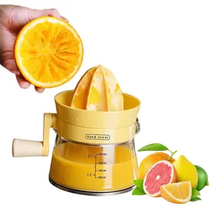 Manual Citrus Juicer with Rotating Crank-500ml Large Capacity Hand Press for  Orange Lime Grapefruit | Max Extraction, Handle for Effortless Squeezing,Dishwasher Safe & Compact Storage