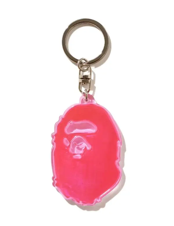 Bape Ape Head Reflective Keychain Pink