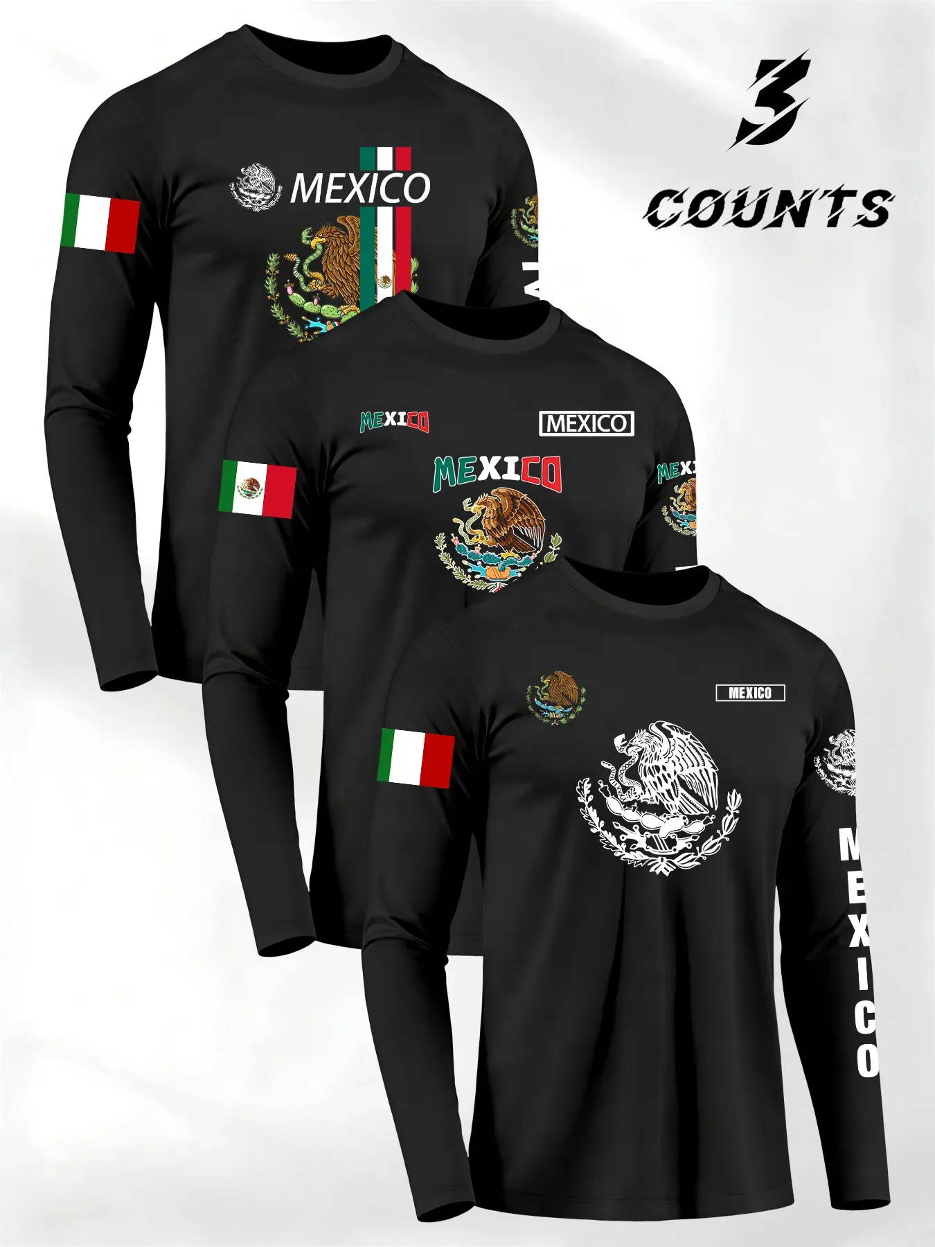 Men's Mexican Emblem Pattern Sportswear Set, Elastic Breathable Short Sleeves, Daily Commute Base Layer, Fitness Activewear, Athletic Workout Set, Athleisure Gym Clothes