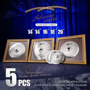 Dropshipping Professional 5pcs Silver Jazz Gong & Cymbals Set Gift for Kids & Beginner Drummers Great for Practice Accessories