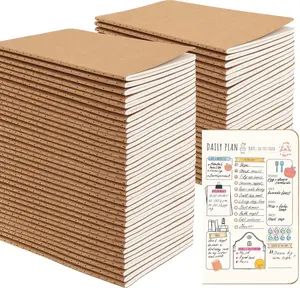 64PCS Mini Notebooks Bulk, 3.5" x 5.5", Brown, 60 Pages Blank Paper Small Pocket Notebook Set, Mini Journal Memo Notepads for Kids, Students, Traveler, School Office Supplies