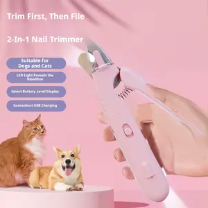 Pet Nail Grinder and Clippers 2 in 1 LED Light for Dogs Cats Professional Safe Grooming Tool
