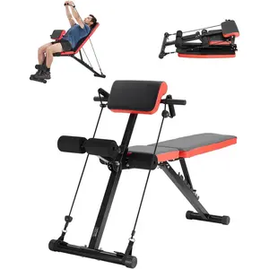 VEVOR Multi-Functional Weight Bench for Full Body Workout, Roman Chair Hyperextension Bench, Adjustable & Foldable Equipment for Back Arm Core Ab Workout, Sit Up Exercise Machine for Home Gym
