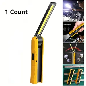 Magnetic Work Light, 1 Count Portable Multifunctional Handheld Flashlight, Rotatable Inspection Light, USB Emergency Light for Camping & Hiking