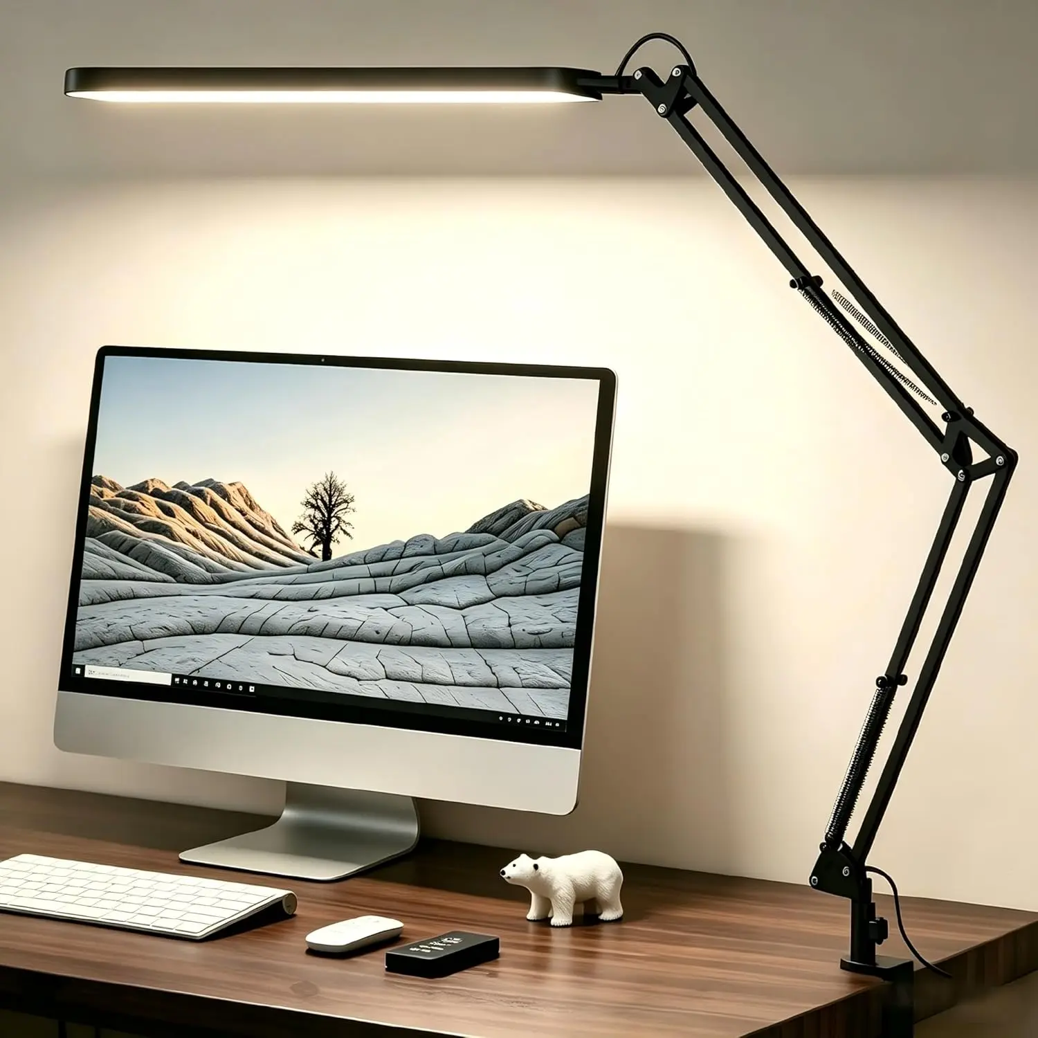Black Multi-Joint Rotatable LED Desk Lamp for Home Office, Eye-Comfortable Light for Long Hours, Adjustable Swing Arm with Memory Function, Multi-Joint Desk Lamps, Rotatable Desk Lamps
