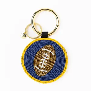 Game Day Football Beaded Bag Charm Yellow + Blue