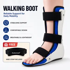 Aulexmed 1pc Adjustable Walking Boot with Free Knee Strap, Lightweight Ankle Support Brace for Daily Wear, Comfortable Wrap Design, for Adult