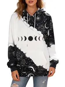 Hoodies for Women Retro Pullover Hoodies Western Ethnicstyle Hooded Pullover,Black Geometric Print Hoodie Pullover Casual Long-sleeved Sweatshirt,Womens Boho Summer Clothes
