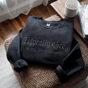 Morally Grey Is My Favorite Color Embroidered Sweatshirt, Dark Romance Bookish Gift, Fantasy Booktok Crewneck, Reader Shirt