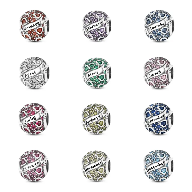 MULA Silver-Plated December Birthstone Charm Bead - Heart Shape Design, Elegant Cubic Zirconia, Compatible with Branded Bracelets & Necklaces, Personalized Birthday/Anniversary Gift, Family Member