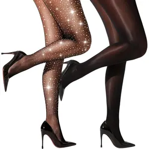 2 Pairs of Women's Sheer Tights, Fishnet Tights Match Sets Sparkly Tights Sheer Stockings Pantyhose