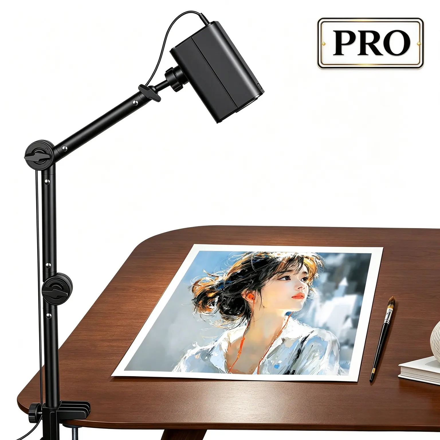 PRO Art Tracing Projector, 3-Segment Foldable Arm Wireless Type-C Tabletop DIY Art Tool, 1280x720 HD, 5GHz Dual-Band WiFi, Compatible with iOS/Android/Tablet, for Sketching & Craft Room Painting, Cool Christmas Gift