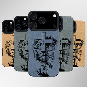 Jesus Cross Fur Phone Case Suitable for iPhone 17 Air 16 15 14 13 12 11 Pro Max Plus X XS Max TPU Leather Anti Drop, Shockproof, Anti Slip Full Screen Protective
