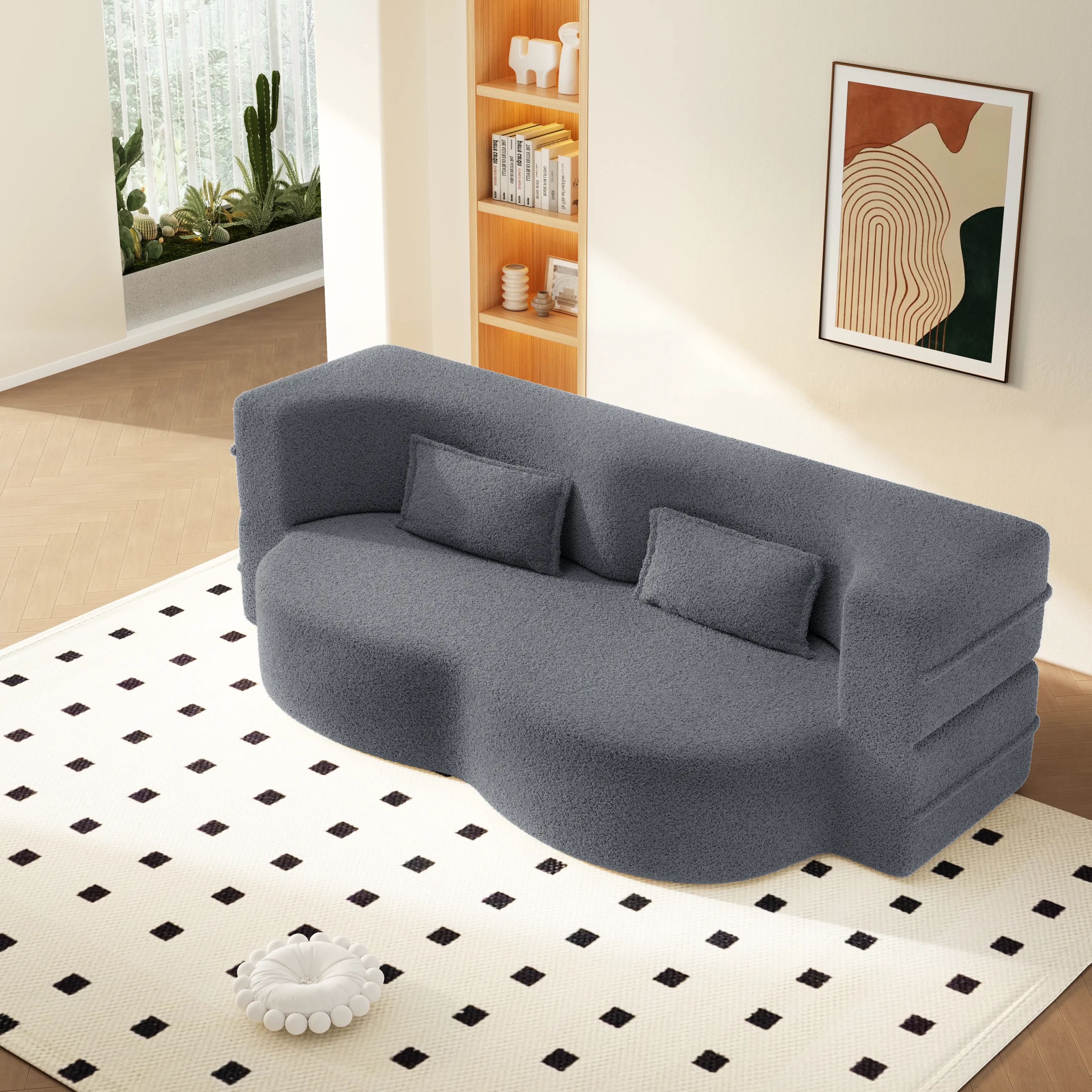 C- Dark Grey+Teddy  (Twin Size)