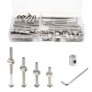Crib Screws Bolts Hardware Replacement Kit, 28 Set M6 Bolts &Barrel Nuts for Bed Frame,Furniture,Chairs and Cabinets - M6x20/40/60/80mm Hex Drive Socket Cap Screws Assortment