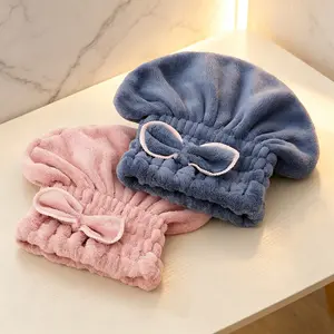 Women's 2PC Shiny Light Soft Microfiber Hair Drying Towel Cap, Extrame Soft & Ultra Absorbent, Fast Drying Hair Shower Cap for Girls and Women