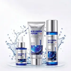 GHK-CUcopper peptide Skincare 3-Piece Set  Facial Cleanser, Toner & Serum Set   Blue Copper Peptide+ Niacinamide + Sodium DNA Serum