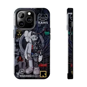 black Kaws Phone Case, Robot Bear Tough Phone Case, Gift for him her