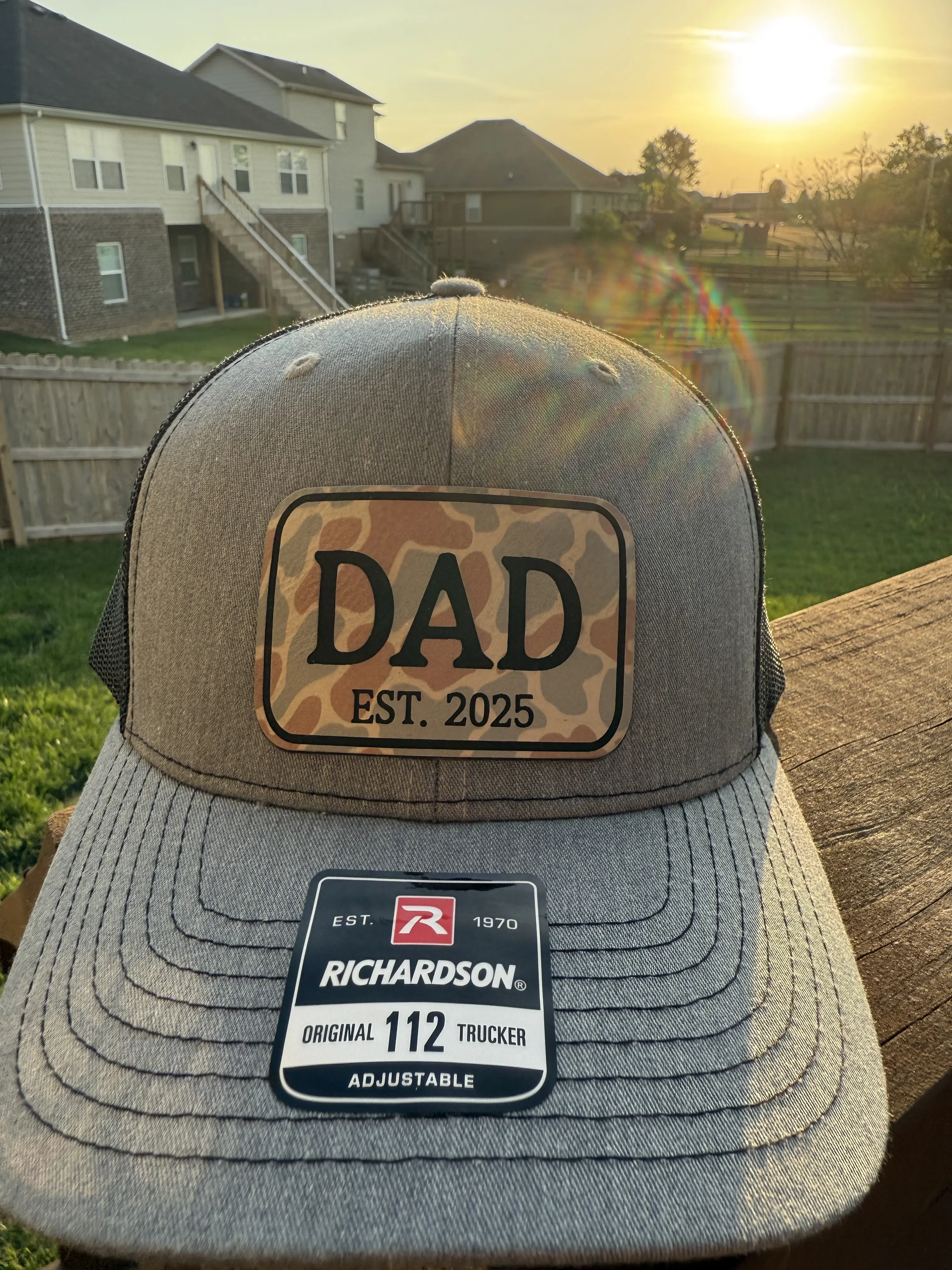 Custom Est. [Year] Camo Graphic Dad Style Hat - Richardson 112 Trucker, Camo Patch, New Dad Gift, Camo Graphic Hats, Dad Style Hats