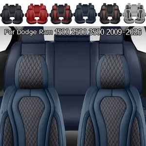 For Dodge Ram 1500 2500 3500 2009- 2022 2023 Luxurious Car 5 Seat Covers Full Set with Storage Bag, Napa Leather All Wrapped Car Front Rear Seats Protector Waterproof Breathable Cushion Pad Mat, Carseat Cover Vehicle Auto Interior Decoration Accessories