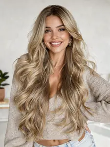 28 Inch High-Temperature Resistant Synthetic Fiber Long Curly Hair Wig, Natural Look, Comfortable and Smooth, Fashionable for Daily Wear or Parties, Natural Looking Wig, Synthetic Wigs, Synthetic Wavy Curly