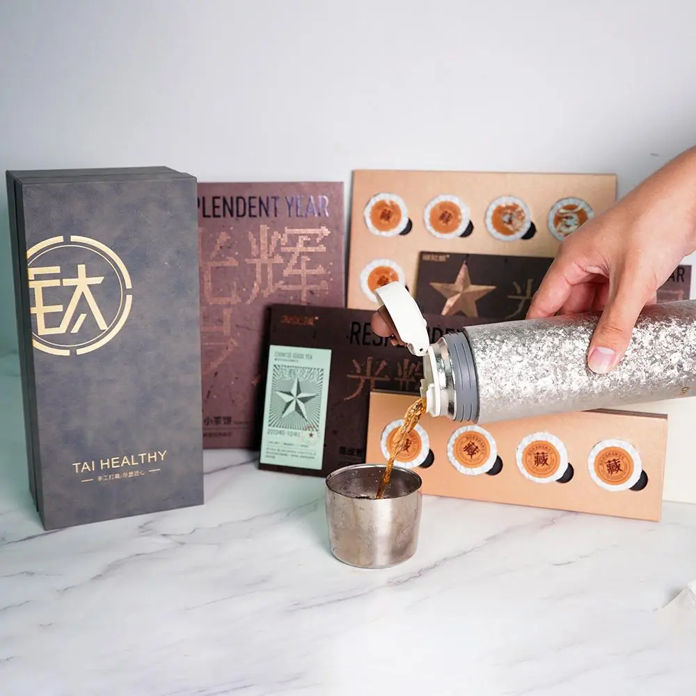 10+12 Resplendent Year Tangerine Puer Tea Cake With Titanium Thermos