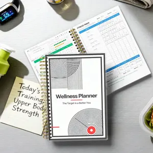 Daily Meal and Exercise Logbook - Undated A5 Wellness Planner for Healthy Habits, Spiral Bound Log with Food Diary, Fitness Tracker, and Mood Monitoring for Total Balance
