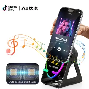 Wireless Induction Audio Bluetooth Speaker, 360° Rotation Stand with LED, Universal Speaker Stands for Surround Sound&Charger,Portable Desktop Stand Gift for Home, Shower, Outdoors, Travel. Streaming Compact