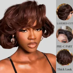 [French Curl Wig] QTHAIR French Style Bob Wig Blow Out Short Bob Wig Pixie Cut Layered Cut Human Hair Wig 13x4 HD Transparent Lace Wig 250% Density Pre-C part Special Styled Wear Go Wig With Special Drawstring Wig Beginner Friendly Old Money #SummerVibes