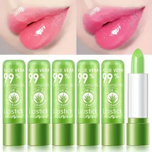 6 Pack Aloe Vera Color Changing Lipstick Long Lasting Moisturizing Lip Oil Thermostatic Plant Berries Lip Glossy Hydrating Lip To Pink Magic Makeup