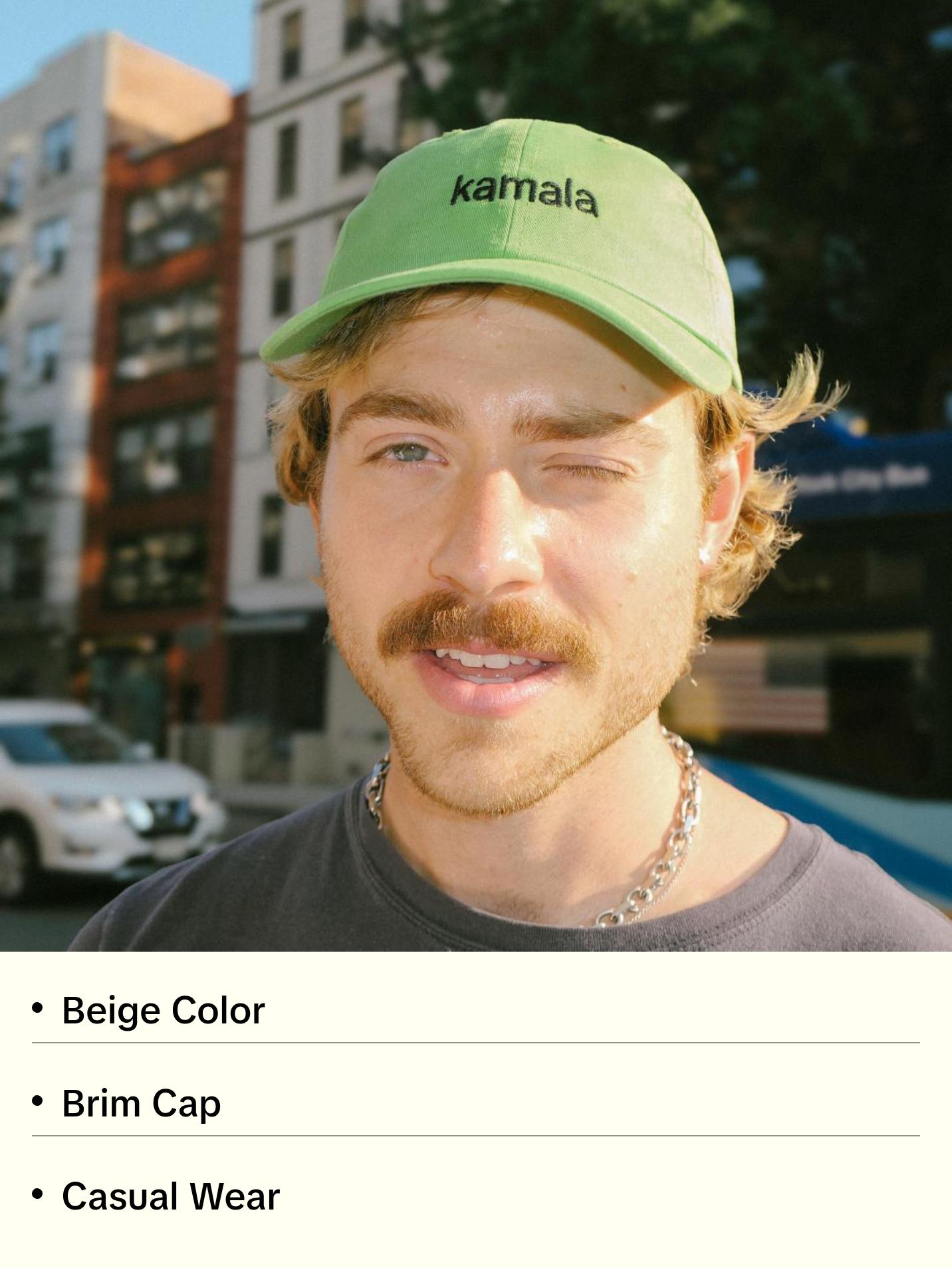 kamala IS brat cap and it's the same but it's beige so it's not