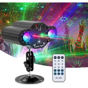 Party Lights DJ Disco Lights,Stage Light Projector 2 RGB LED Multiple Patterns Sound Activated Flash Strobe Lighting with Remote Control for Parties Christmas Karaoke Wedding  Decoration