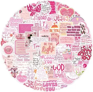 110Pcs Bible Verse Stickers Pack, Aesthetic Inspirational Christian Stickers for Kids Adults, Vinyl Waterproof Sticker for Water Bottle Laptop Scrapbook Journal Party Supplies(Pink)