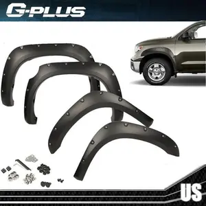 Fit For 07-13 Toyota Tundra Pocket Rivet Style Fender Flares Smooth Black 4pcs
