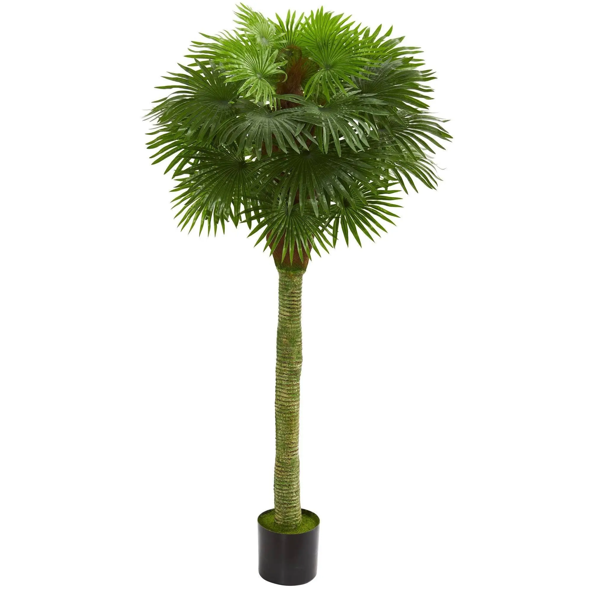 Artificial Fan Palm Plant with Fan Leaves - UV-Resistant, Decorative Tropical Ornament with Natural Look for Indoor/Outdoor Table Home Decor