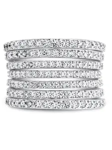 Sterling Silver CZ Multi-Row Statement Ring