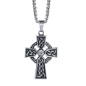 Celtic Knot Triquetra Necklace, Irish Christian Cross Pendant Necklace for Men Women,  316L Stainless Steel Protection Amulet Jewelry