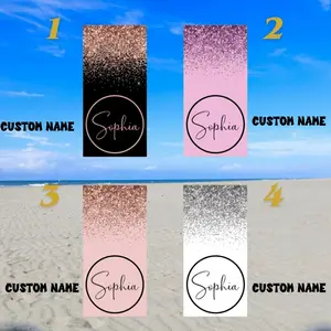 [Hot Summer - Ship From US] - Personalized Glitter Beach Towel with Name – Custom Sparkle Design, Perfect Summer Gift