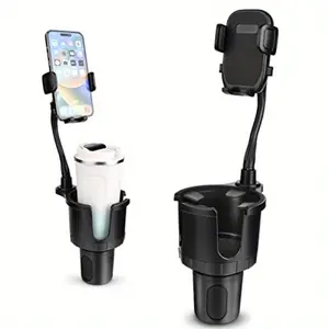 2-in-1 Car Phone Holder & Cup Holder Extender with Adjustable Gooseneck Base, 360° Rotating, Compatible with All 47in Cell Phones, Hands-Free Driving Accessory, Phone Holder for Car, Sturdy Construction, Road Trip Essentials, Road Trip Lovers