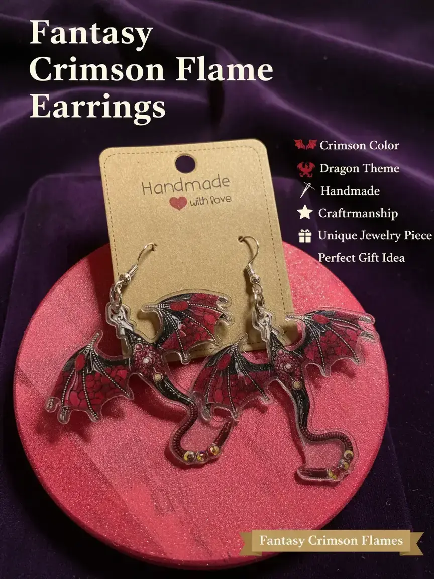 Crimson Flame Dragon Earrings! - Fashionable Fantasy Earrings!